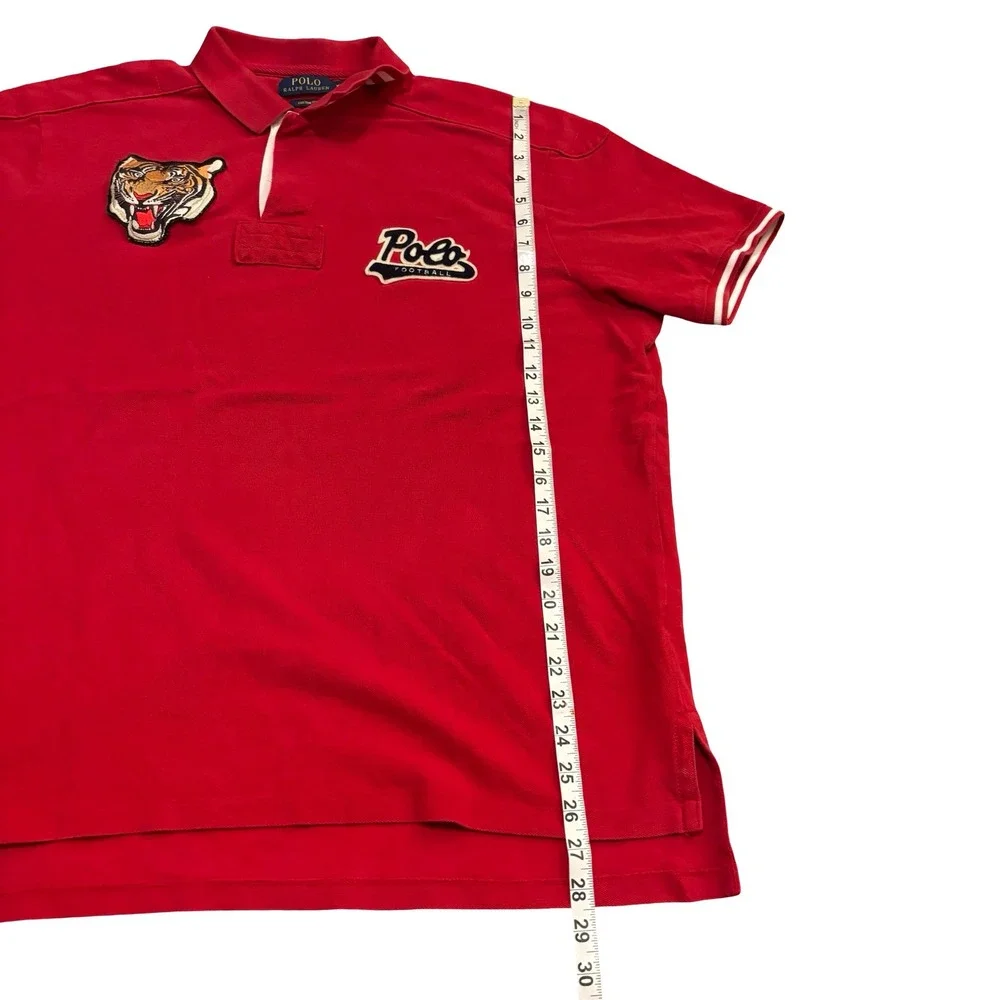 Polo Ralph Lauren Red Tiger Football Patch Custom Fit Rugby Polo Shirt XXL Mens